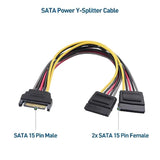 Cable Matters 3-Pack 15 Pin SATA Power Splitter Cable 8 Inches, SATA Power Y-S