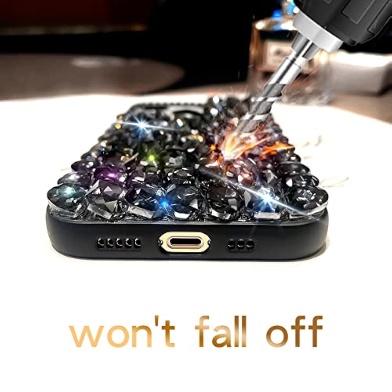 For Iphone 13 Case For Women?6.1 Inch??Very Shiny Luxury Bling Phone Case With 3D Glitter Sparkle Crystal Rhinestone Diamond Gems On Hard Reflective Pc Back Cover For Girls?Black?