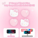 Thumb Grip Caps Compatible with Nintendo Switch 2, Silicone Joystick Grip Caps for Switch 2025, 4pcs, Cute Cat Style, White & Pink