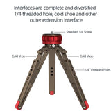 Mini Tabletop Tripod Stabilizer Grip, Lightweight Portable Aluminum Alloy Stand with 1/4 Screw Mount and Function Leg Design for Ipad DSLR Cameras
