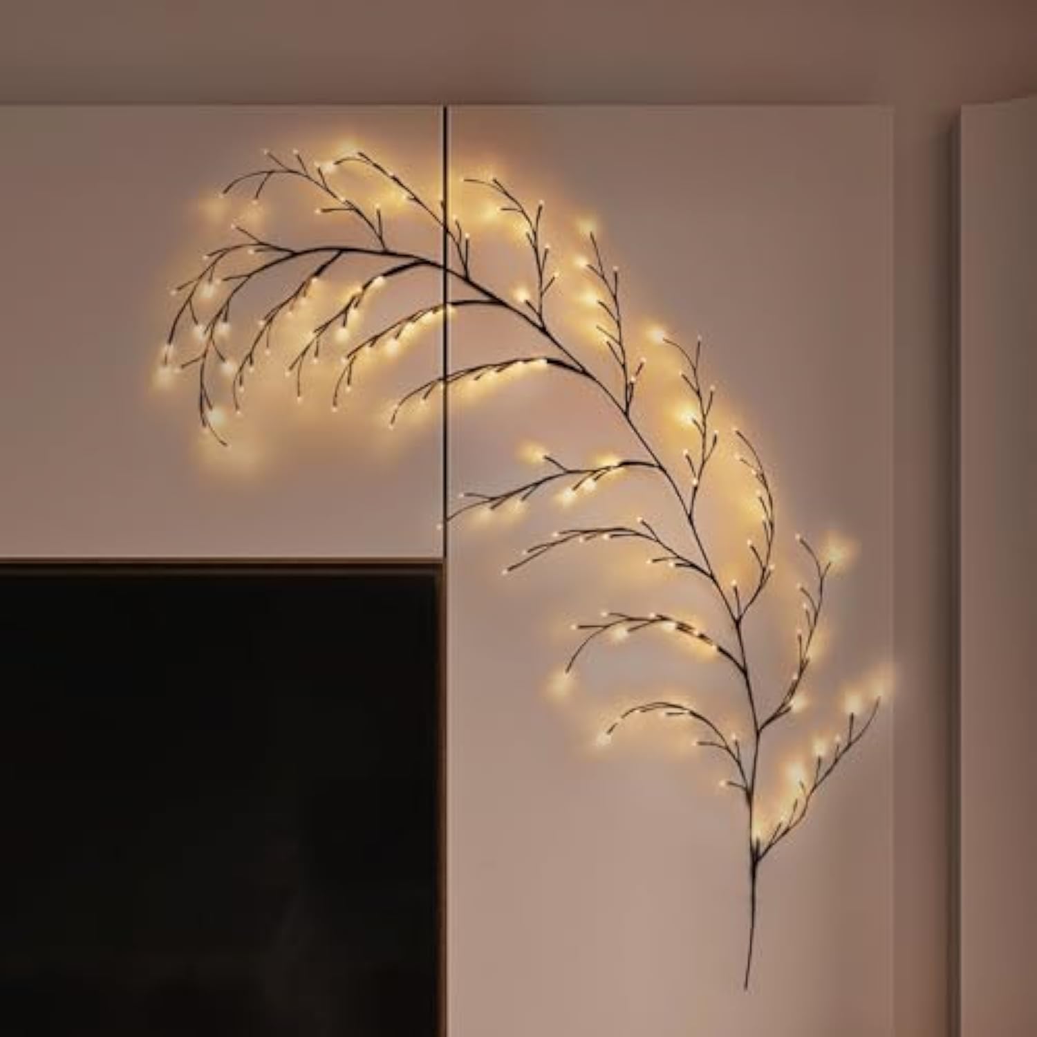 2Pcs Willow Vine Lights, 7.5Ft Christmas Swags Decorations Indoor Room Decor With Remote, 144 Leds Lighted Willow Vine L