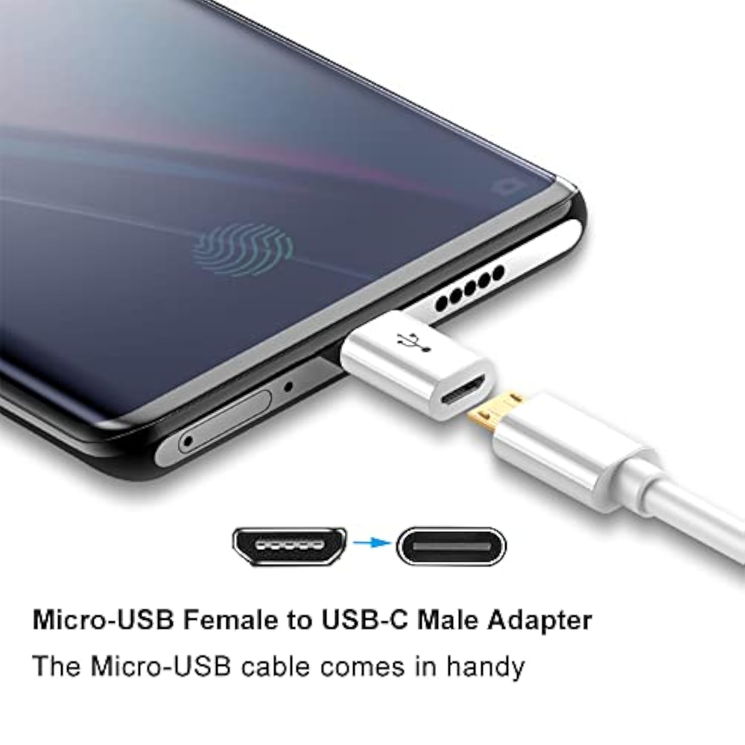 Adapter Micro Usb To Usb C (4 Pack), Micro-Usb Female To Usb-C Male Otg Adapter Compatible With Samsung Galaxy, Lg, Huawei, Type-C Phones, Tablets And More (2 Black And 2 White)