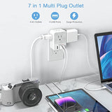 Multi Plug Outlet Splitter With Usb, 4 Electrical Outlet Extender Surge Protector With 3 Usb Wall Charger Blocks, Multiple Plug Expander Box For Home Office Dorm Room Essentials