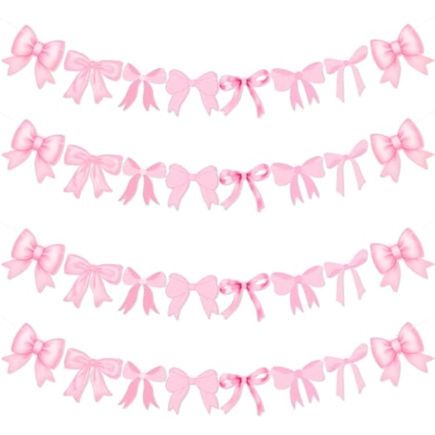 4Pcs Pink Bow Garland Banner, Pink Bow Banner Bow Party Decortions For Women Girls Bow Birthday Decorations Baby Shower Decor, Bridal Shower Wedding, Bows Party Decor