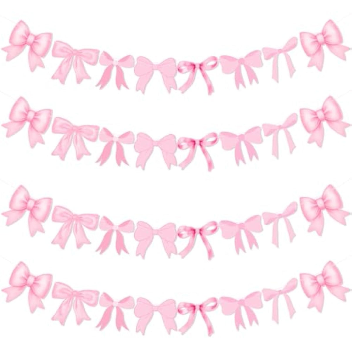 4Pcs Pink Bow Garland Banner, Pink Bow Banner Bow Party Decortions For Women Girls Bow Birthday Decorations Baby Shower Decor, Bridal Shower Wedding, Bows Party Decor
