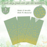 3 Pack Sage Green And Gold Plastic Tablecloth, Green Disposable Table Cloth For Rectangle Tables, Gold Dot Light Green Tablecloth For Baby Shower Birthday Wedding Party Decorations, 54"X108"