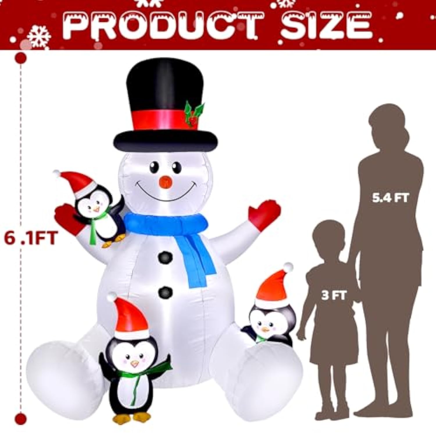 6 Ft Christmas Snowman & Penguin Inflatable Blow Ups Outdoor Christmas Decorations With Led Lights For Indoor/Outdoor Ya