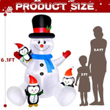 6 Ft Christmas Snowman & Penguin Inflatable Blow Ups Outdoor Christmas Decorations With Led Lights For Indoor/Outdoor Ya