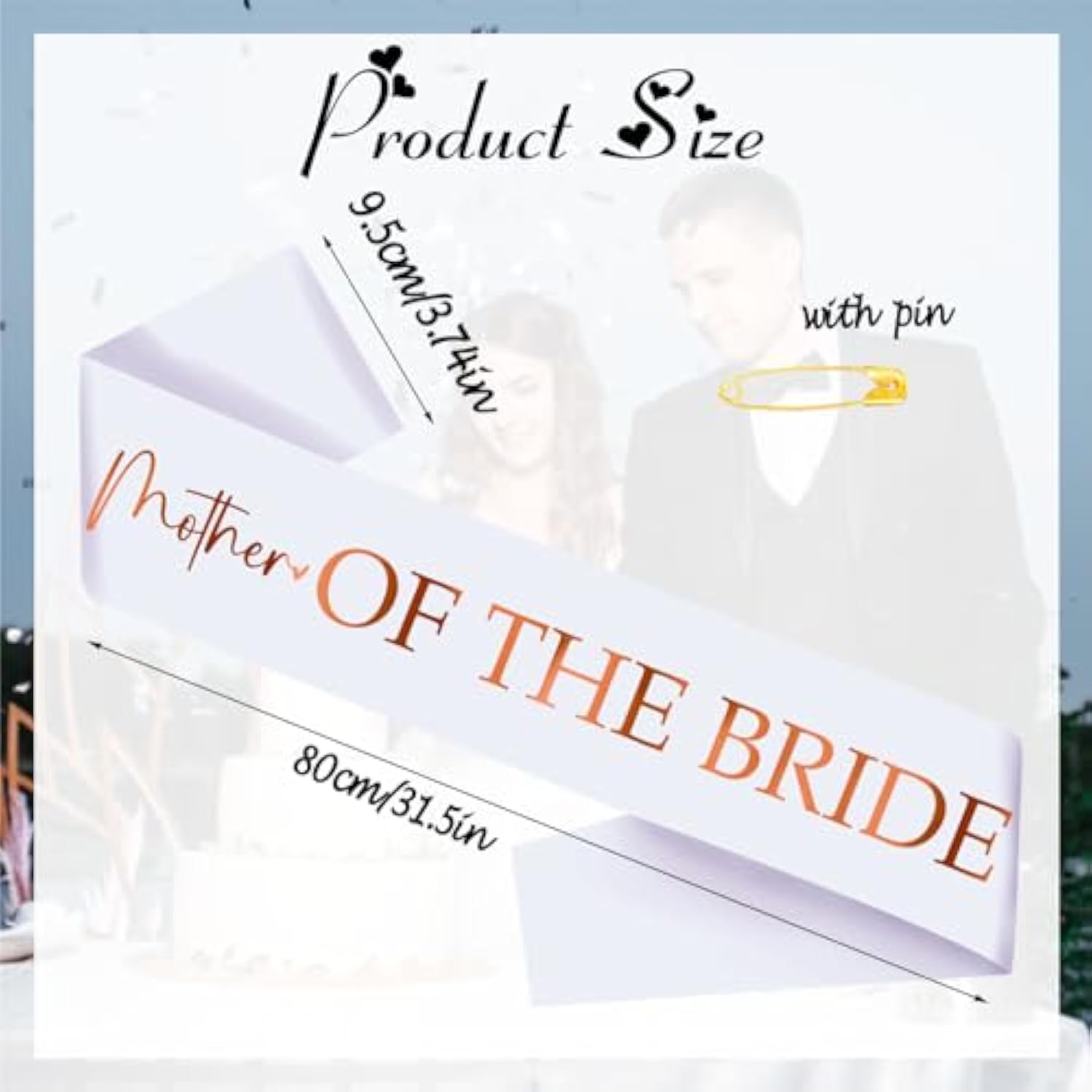 2 Pcs Mother Of The Bride And Groom Sashes With Rose Gold Foil, White Bachelorette Party Sash For Bridal Shower Engagement Supplies Gifts Wedding Accessories