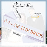 2 Pcs Mother Of The Bride And Groom Sashes With Rose Gold Foil, White Bachelorette Party Sash For Bridal Shower Engagement Supplies Gifts Wedding Accessories