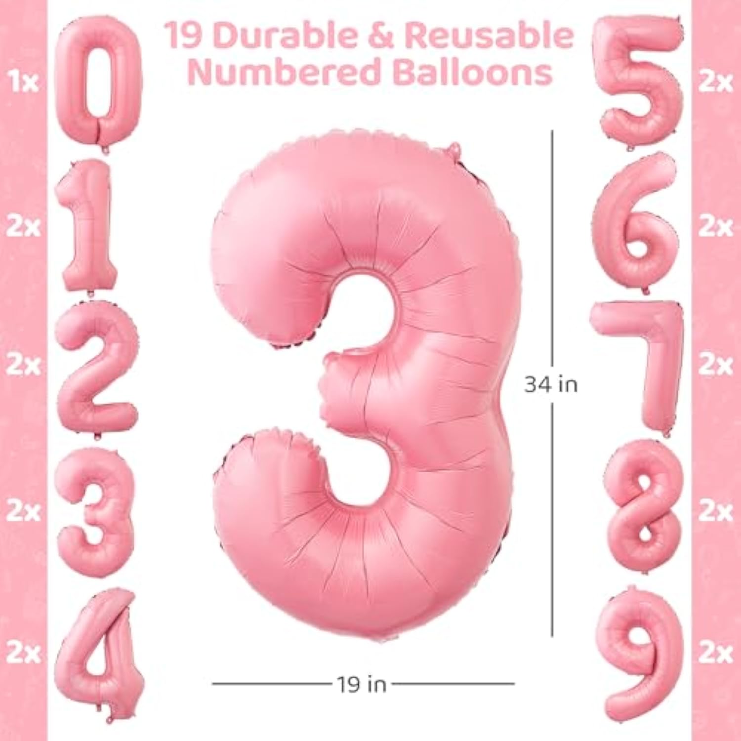 Pink Happy Birthday Balloon Set For Girls - 89 Pc Party Decorations For Women With 0-19 Number Balloons, Crown, Lipstick And Champagne Bottle Shapes, Confetti, Backdrop, Arch Kit, Assembly Supplies