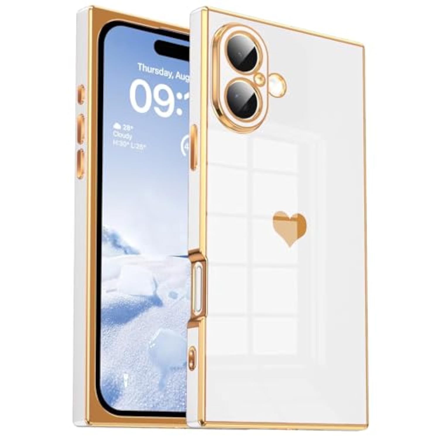 iPhone 16 Case with Cute Heart Pattern, Shockproof Bumper, Camera Protection 6.1"