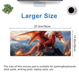 Red Dragon Large Mouse Pad, Extended Gaming Desk Mat 27.5X11.8 Inches With Non-Slip Rubber Base & Stitched Edges, Waterproof Desk Mat For Office, Home, Laptop, And Computer Keyboard