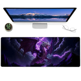 Purple Lightning Dragon Gaming Mouse Pad,12X31.5In Non-Slip Rubber Cool Animal Desk Mat,Large Extended Mousepad For Office Home Laptop,Fun Mice Pads Gifts,Game Lover Deskmat Decor