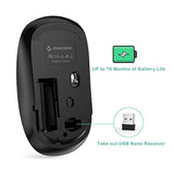Wireless Mouse, 2.4G Portable Slim Silent Computer Mouse Wireless With Usb Nano Receiver, 2400 Dpi, For Notebook, Laptop, Pc - Black