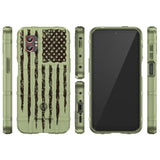 Nakedcellphone Case for Galaxy XCover 7 Pro, Rugged Shield Protective Cover for Samsung XCover7 Pro Phone (2025, SM-G766) - Army Green Rugged USA Flag