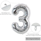 40-Inch Silver Number Balloons 0–9 Foil Helium Birthday Party Decorations