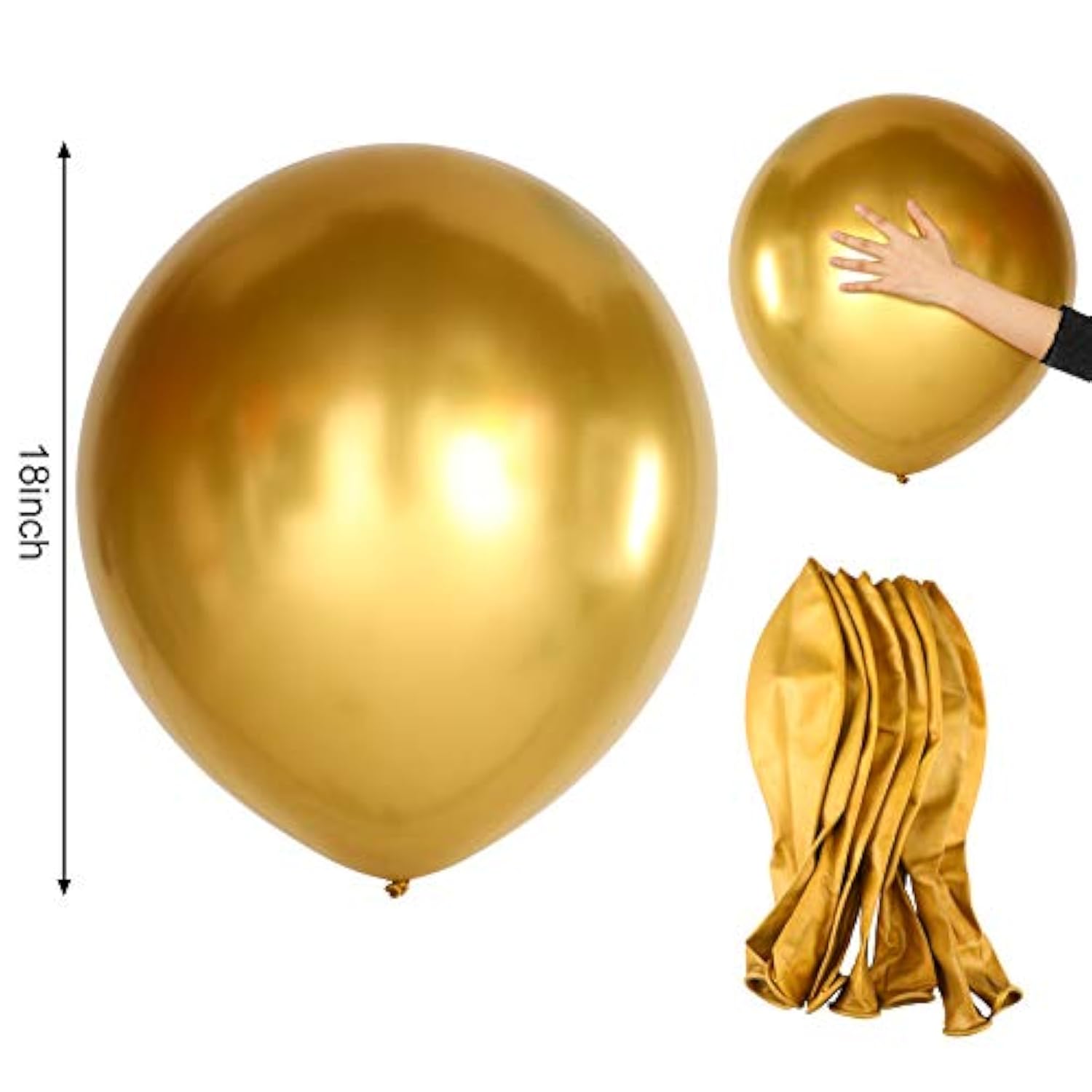 10 Pieces 18 Inch Metallic Balloons Shiny Latex Balloons For Birthday
