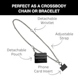 Clip & Go Metal Chain Phone Lanyard with Pouch Gunmetal Black