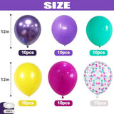 Pink, Blue, Purple Balloon Set: Metallic Confetti, 60 PCS