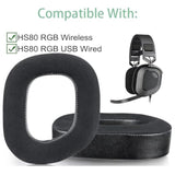 Replacement HS80 RGB EarPads for Corsair HS80 RGB Wireless Headphones Soft Memory Foam Ear Cushion Earmuffs Cover Cup, Protein Leather Earpad, Repair Part