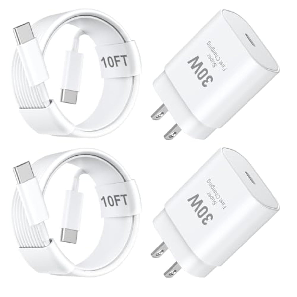 Iphone 15 Pro Max Charger Fast Charging, 30W Usb C Wall Charger Block With 10 Ft Usb C To C Long Charging Cable Cord For Iphone 15 Pro/15 Pro Max/15 Plus,Ipad Pro/Air/Mini, Samsung Galaxy S24/23 Ultra