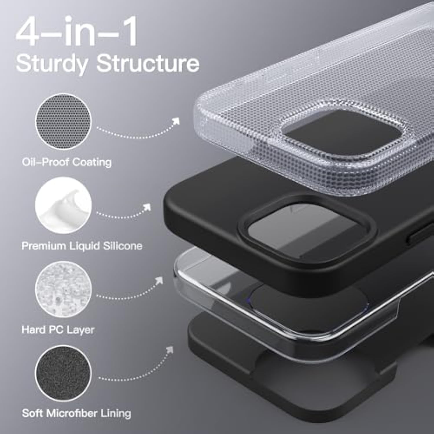 JETech Silicone Case for iPhone 15 Pro 6.1-Inch, Silky-Soft Touch Full-Body Protective Phone Case, Shockproof Cover (Black)