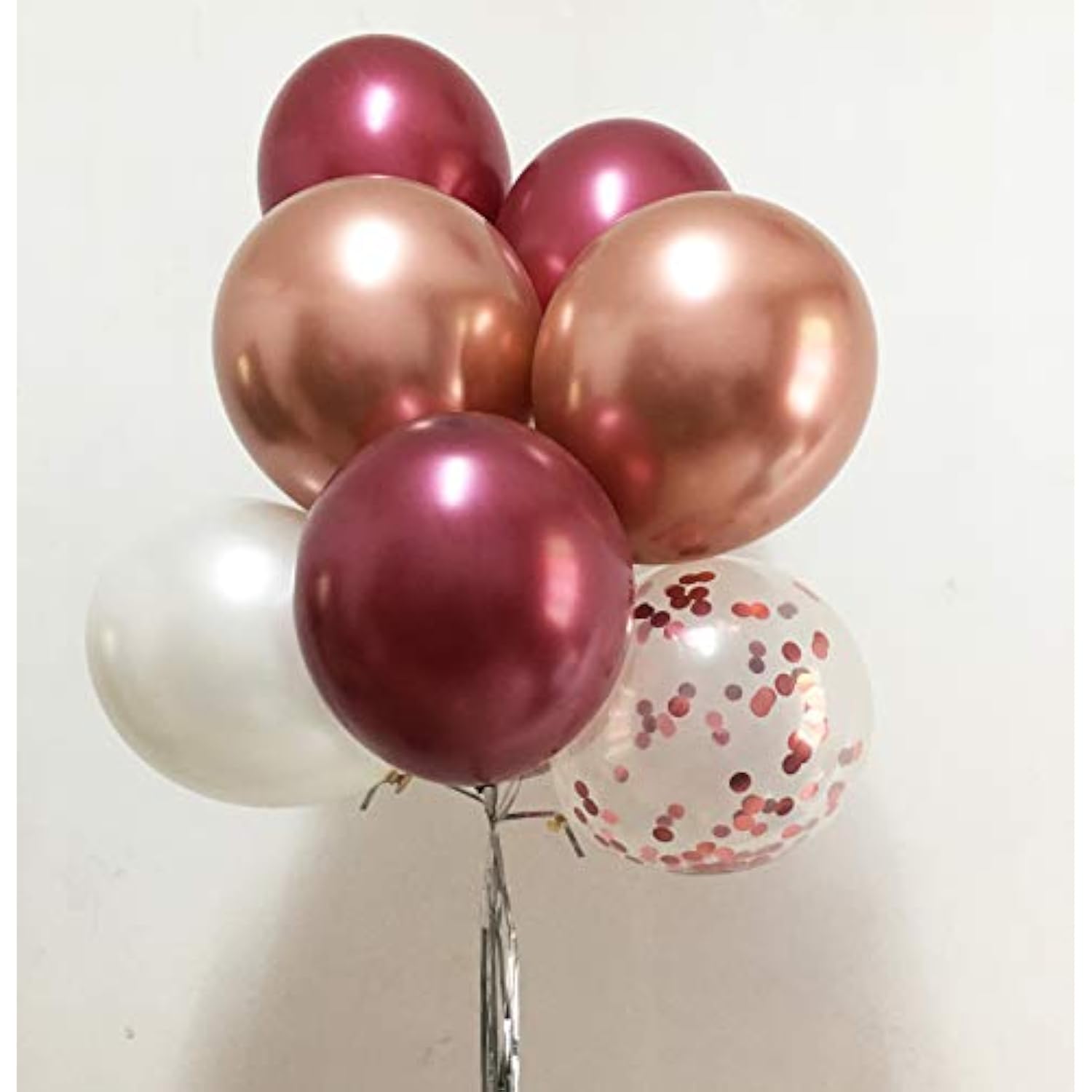 50pcs Chrome Rose Gold Burgundy Balloons Birthday Wedding Party Decor