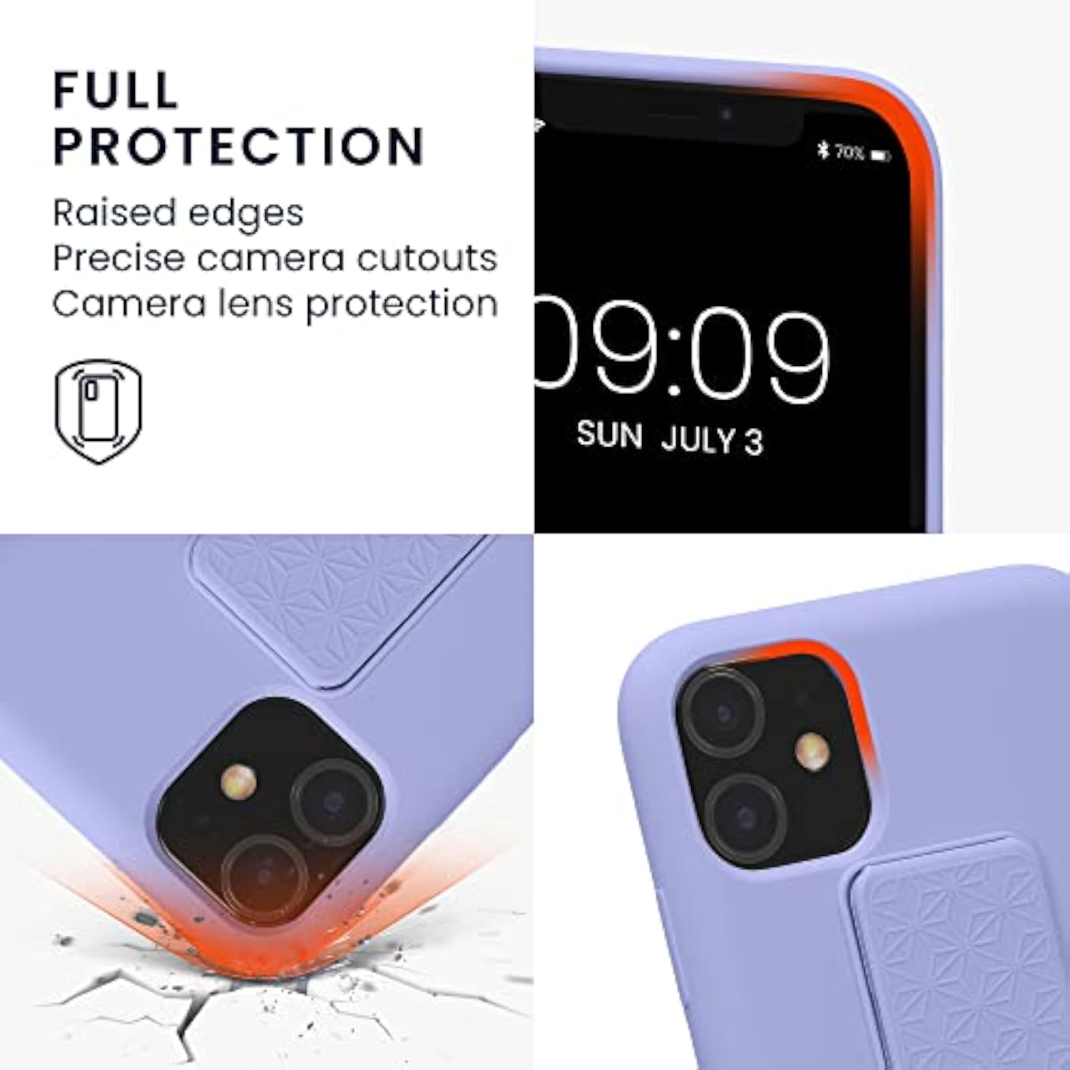 Lavender Soft TPU Case for Apple iPhone 11 with Hand Strap and Stand Function