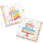 Happy Birthday Party Supplies Set - Cake Design, Featuring Birthday Cake Napkins, Suitable For Adults And Kids Decorations (6.5X6.5 In, 3-Ply Disposable, 50-Pack)