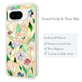 Case Compatible With Pixel 9A Case Clear With Design Soft Tpu Shock Absorption Slim Embossed Pattern Protective Back Cover (Stained Glass Flower)
