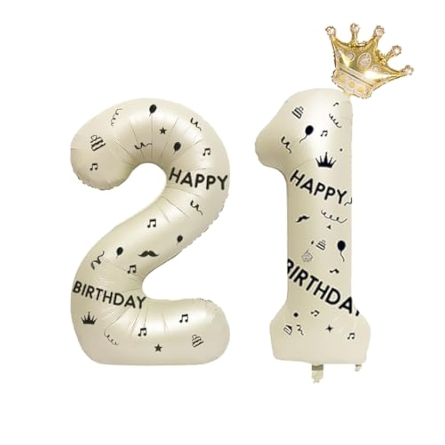 40in White Foil Number 21 Balloon for Birthday Anniversary & Party Decor