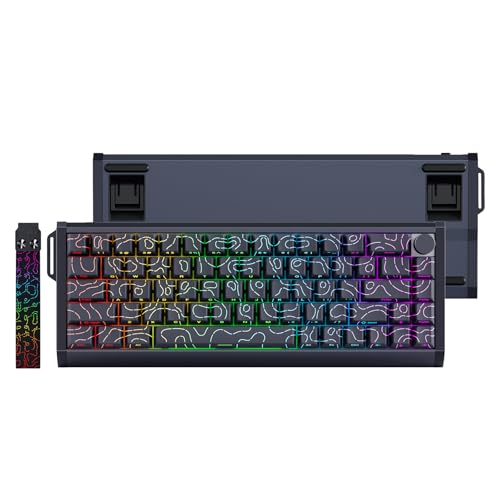 X Skyloong 60% Aluminum Gaming Keyboard, Gk68 He Usb Wired Magnetic-Switch Rgb Backlit Mechanical Keyboards With South-Facing Print Contour Line Keycap And Knob Multi-Layer Gasket (White)