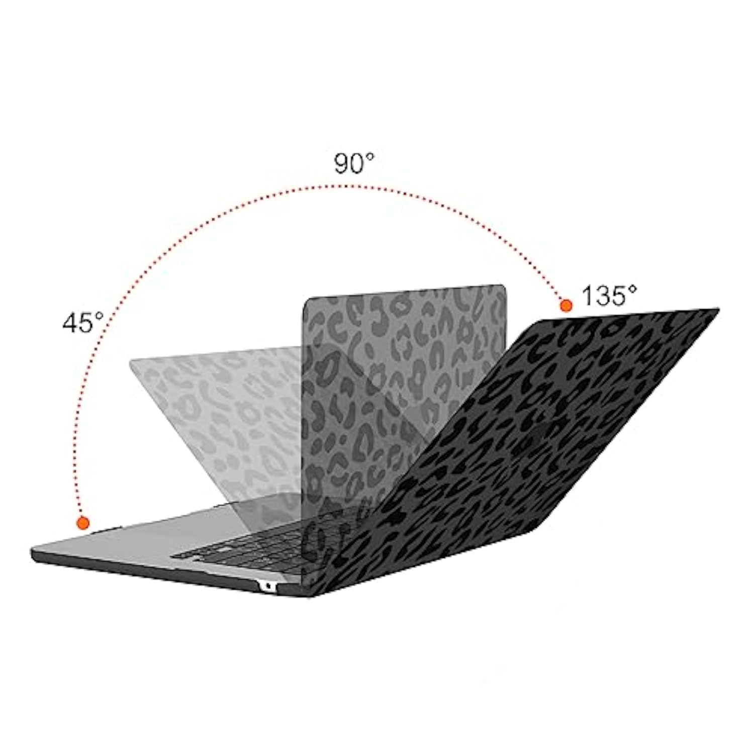 MOSISO Compatible with MacBook Air 15 inch Case 2025 2024 2023 Release M4 A3241 M3 A3114 M2 A2941 with Touch ID, Plastic Leopard Grain Hard Shell Case & Keyboard Cover & Screen Protector, Black
