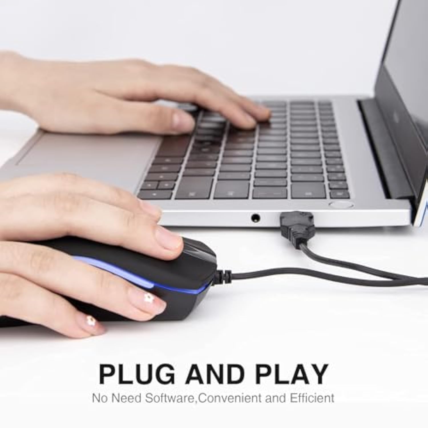 Wired Mouse, Rm105 Usb Computer Mouse,Rgb Optical 1600 Dpi Office Mice For Pc,