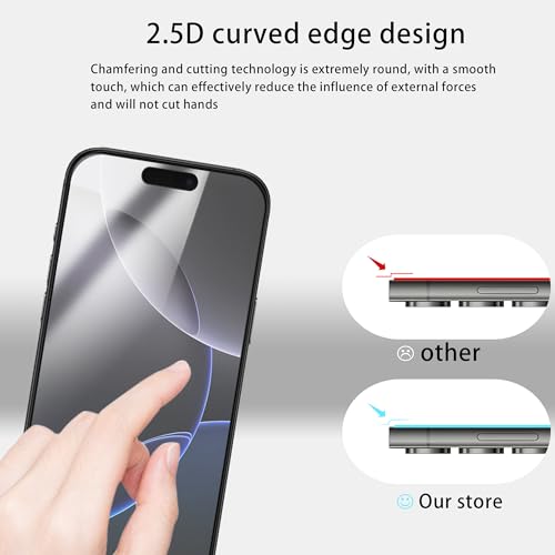 Anti Glare Matte Screen Protector For iPhone 17 Pro Tempered Glass Anti Fingerprint Film 2-Pack with Camera Lens Protector 2-Pack and Easy Alignment