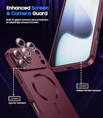 Magnetic for iPhone 17 Pro Max Case, Compatible with MagSafe, Built-in Camera Lens Protector, Slim Thin Soft Silicone Bumper Shockproof Metallic