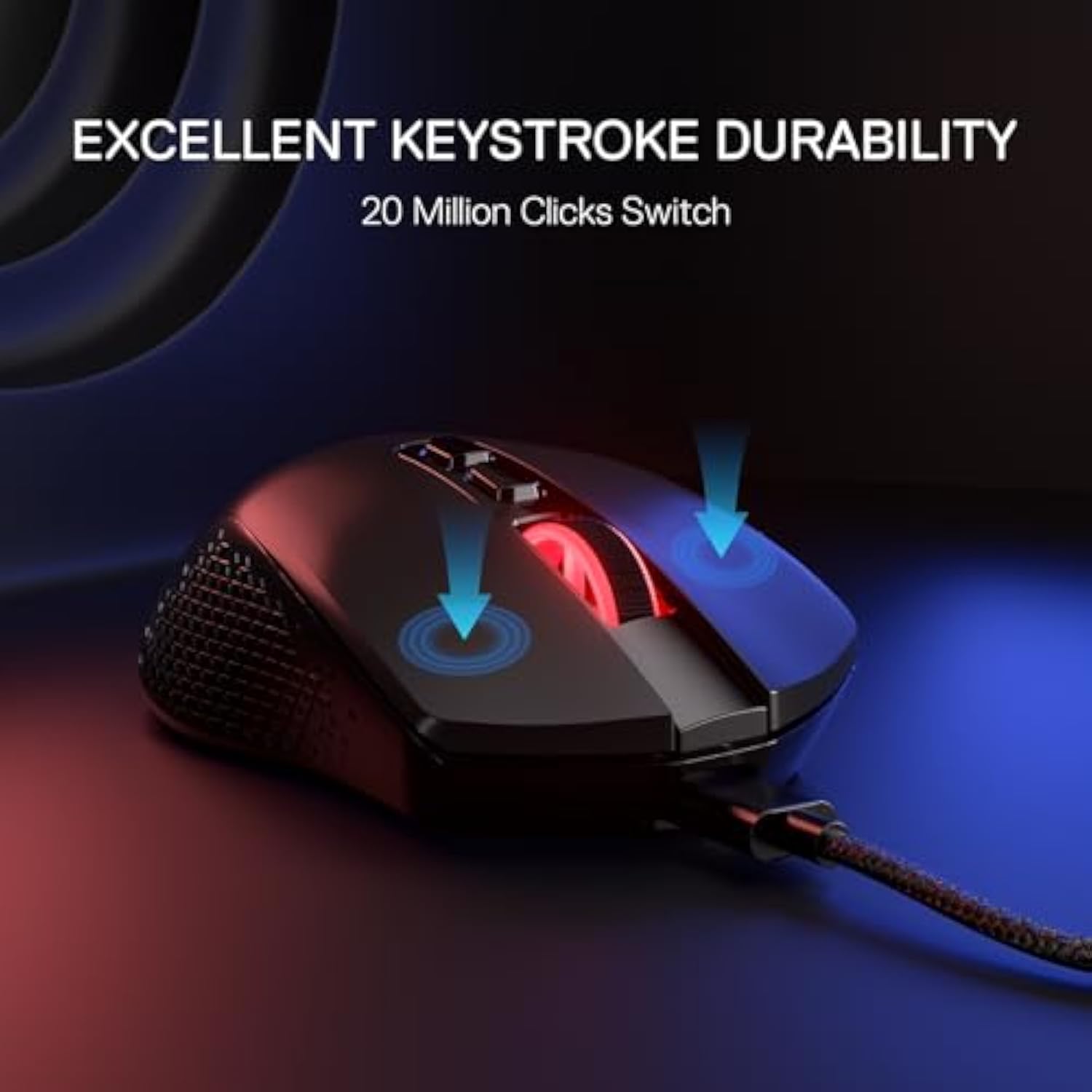 Redragon M695 Wired Gaming Mouse, 24,000 Max DPI Optical Gaming Mice with 7 Programmable Buttons, Ergonomic Natural Grip Build, Software Supports DIY Keybinds & DPI, Black