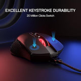 Redragon M695 Wired Gaming Mouse, 24,000 Max DPI Optical Gaming Mice with 7 Programmable Buttons, Ergonomic Natural Grip Build, Software Supports DIY Keybinds & DPI, Black