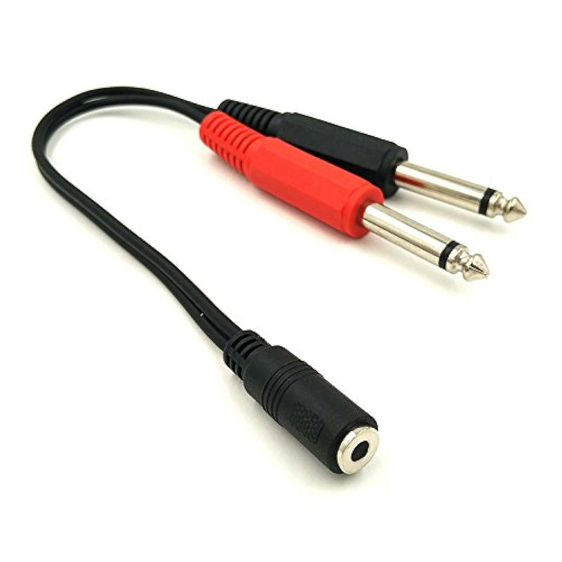 3.5Mm To 1/4 Adapter Cable, 1/4 Mono To 3.5Mm Stereo Splitter Adapter Cable, 1/8 Trs Female To Dual 6.35Mm Ts Male Stereo To Mono Y Splitter Cable, 20Cm/8Inch
