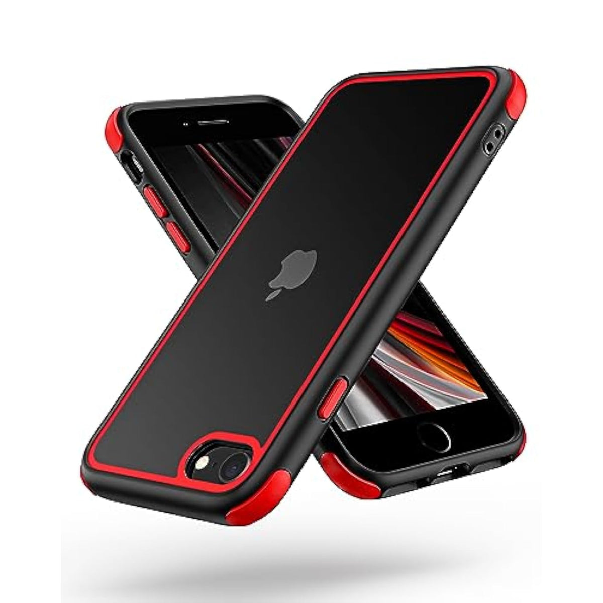 Compatible With Iphone Se 2020/2022 And Iphone 7/8, Ultra Thin Hybrid Case, Soft Tpu Shockproof Bumper Anti Scratch Cover For Iphone 7/8/Se2020/Se2022 - Black/Red