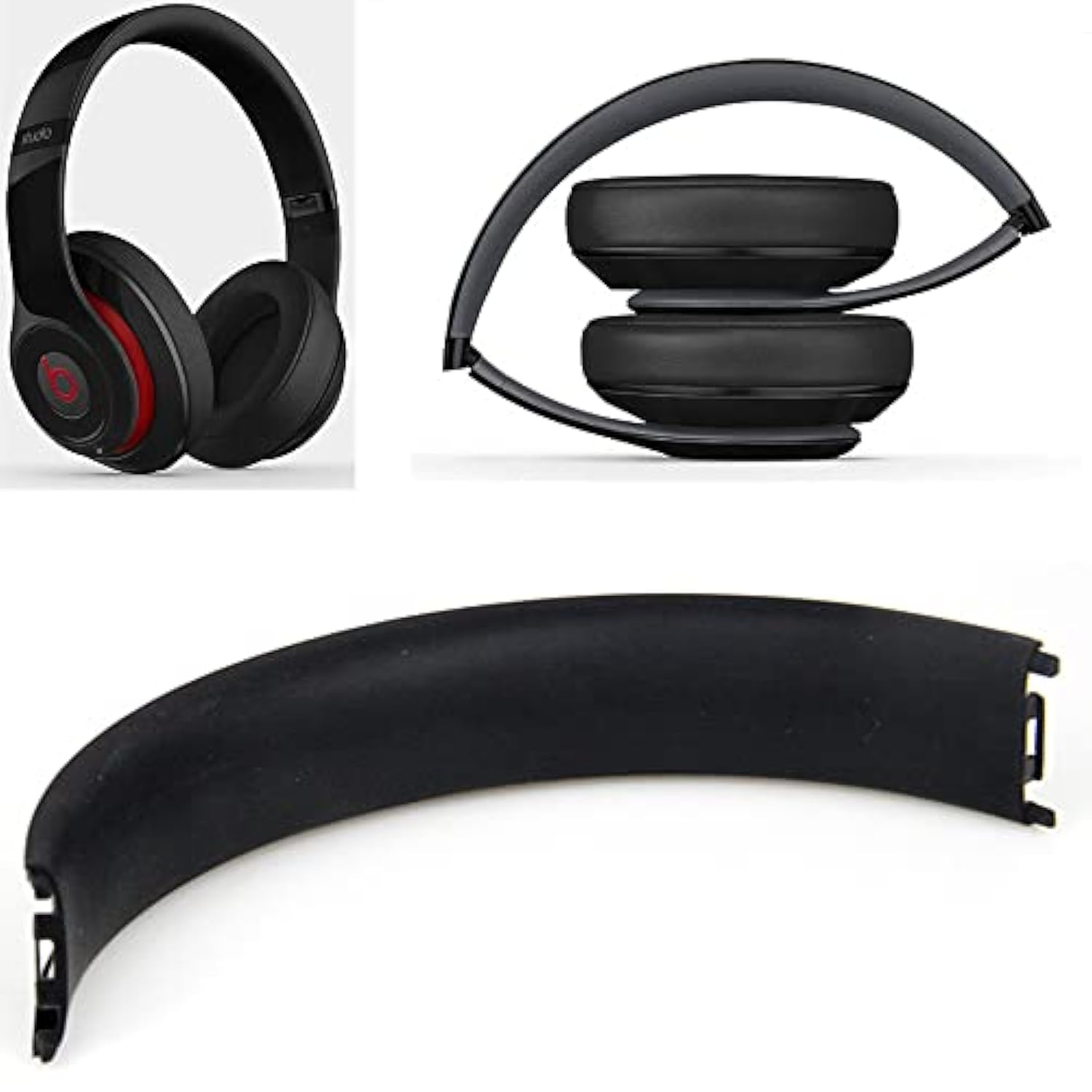 Puiixur Replacement Top Headband Rubber Foam Cushion Pad Repair Parts Compatible With Beats Studio 2 Studio 3 Wired Wireless Headphones Black