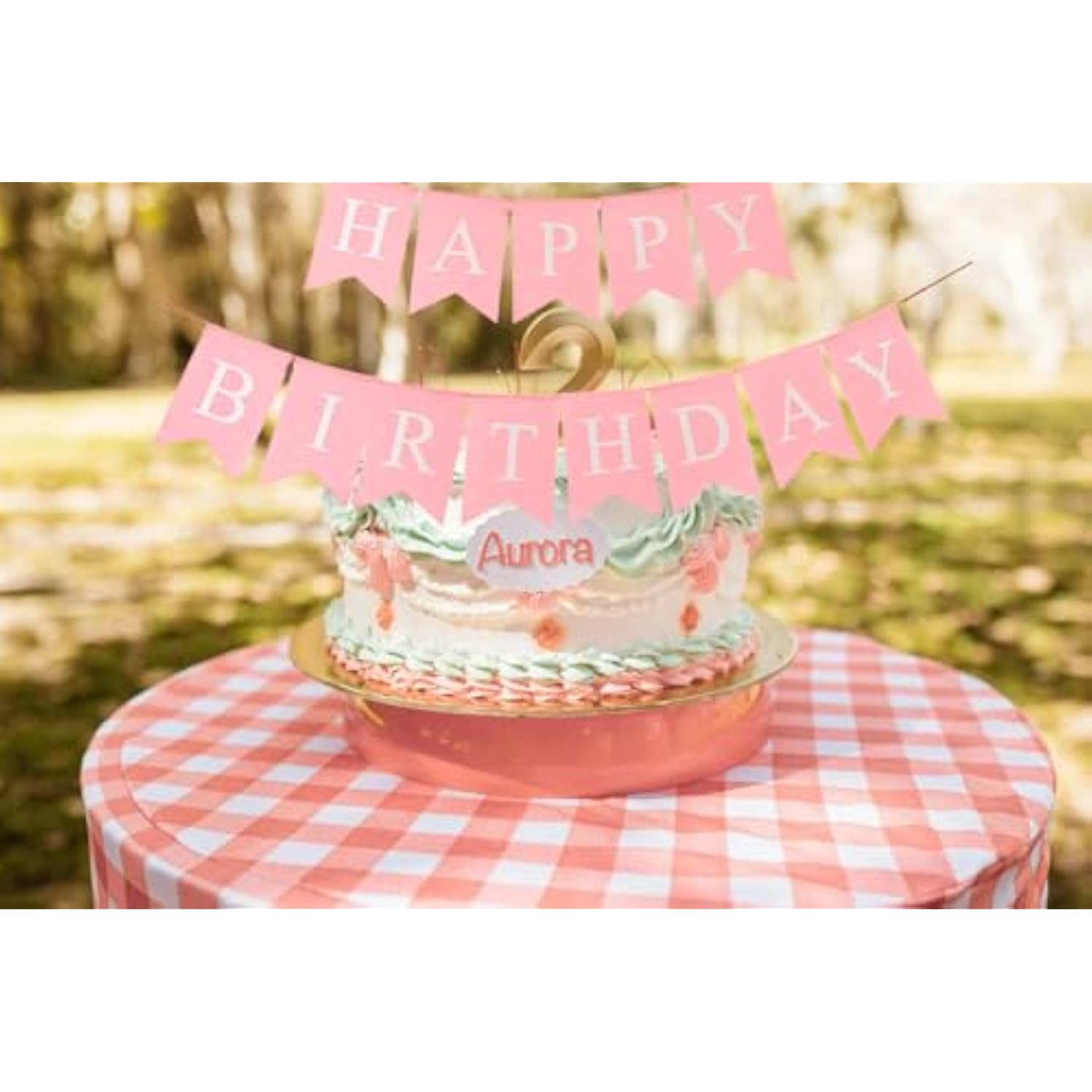 Happy Birthday Banner Pink, Pre-Assembled Reusable Imitated Burlap For Women Girls Party Decorations