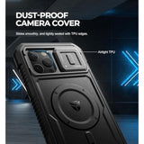 For Iphone 12 Pro Max Case With Camera Cover [Compatible With Magsafe] [Built-In Screen Protector] Heavy-Duty Shockproof Full-Body Rugged Protective Magnetic Cover With Kickstand, Black