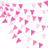32Ft Rose Hot Pink Pennant Banner, Cotton Bunting for Wedding, Party, Garden Decor