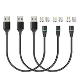 Magnetic Charging Cable,3In1 Gen12 (1Ft/3 Pack Black) 18W Fast Charging Magnetic Phone Charger And Data Transfer Charger For Usb-C,Micro-Usb