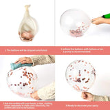 Rose Gold 65Th Confetti Latex Balloons, Woman Happy 65 Years Birthday Party Balloon Decoration With Confetti, 12In, 16 Pack