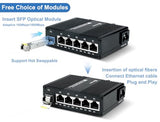 Mini 6 Port Multi-Gigabit Unmanaged Ethernet Switch With 5 X 1.25G Base-T Ports And 1 X 1.25G Sfp Slot Network Switch Compatible With 100/1000Mbps Metal Case Fiber Switch With Power Cord
