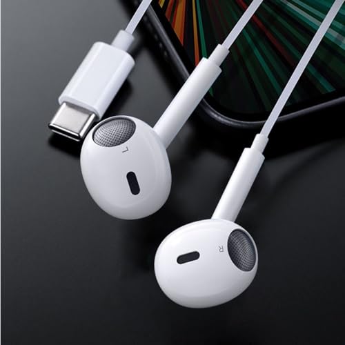 Type C Earphones for iPhone 15 15 Pro 15 Pro Max 16 16 Pro 16 Pro Max 17 17 Pro 17 Pro MaxHeadphones Wired, Stereo in Ear Earbuds Compatible with