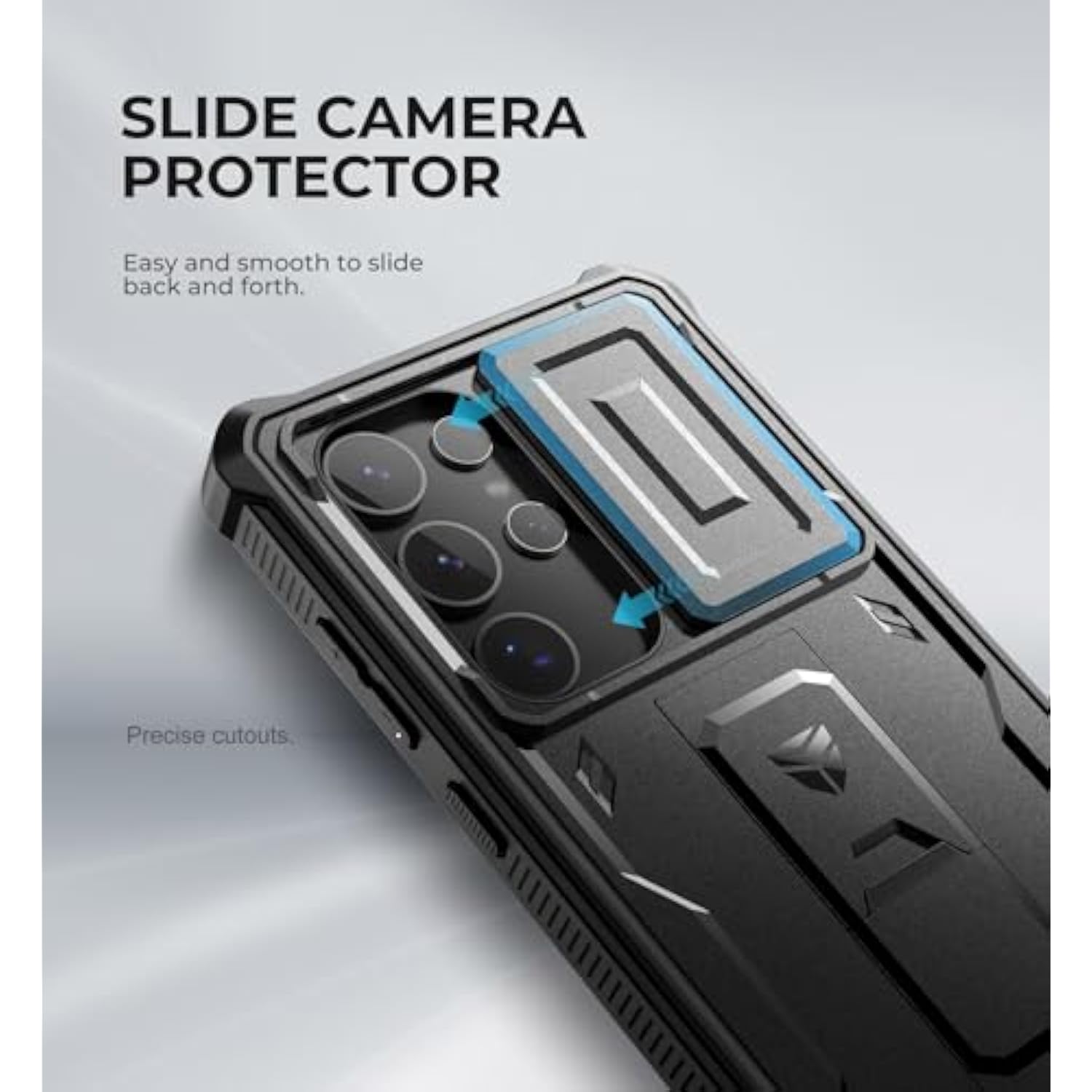 For Samsung Galaxy S24 Ultra Case With Builtin Slide Camera Cover & Screen Protector & Kickstand, Shockproof Rugged Case Fullbody Bumper Protective Cover For Galaxy S24 Ultra (2024),Black